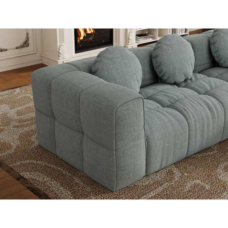 Canapé modulaire 2 pièces Boneless, Face à la gauche, Chenille bleu / gris