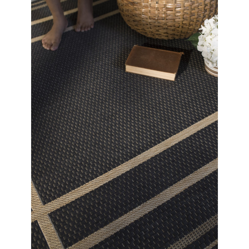 Tapis oriental gris anthracite intérieur / extérieur Opheim, Rectangle 2 pi x 3 pi