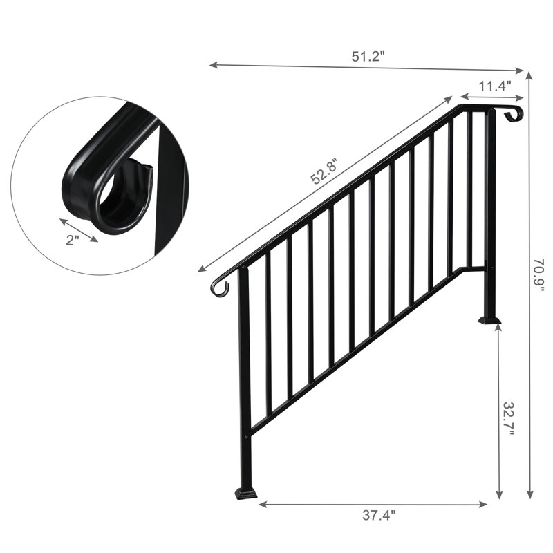 Rampe d'escalier en métal Fegley, 4-Step