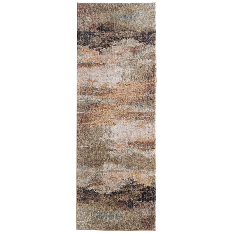 Rockett Modern Abstract Green Area Rug, Runner 2'6" x 7'3"
