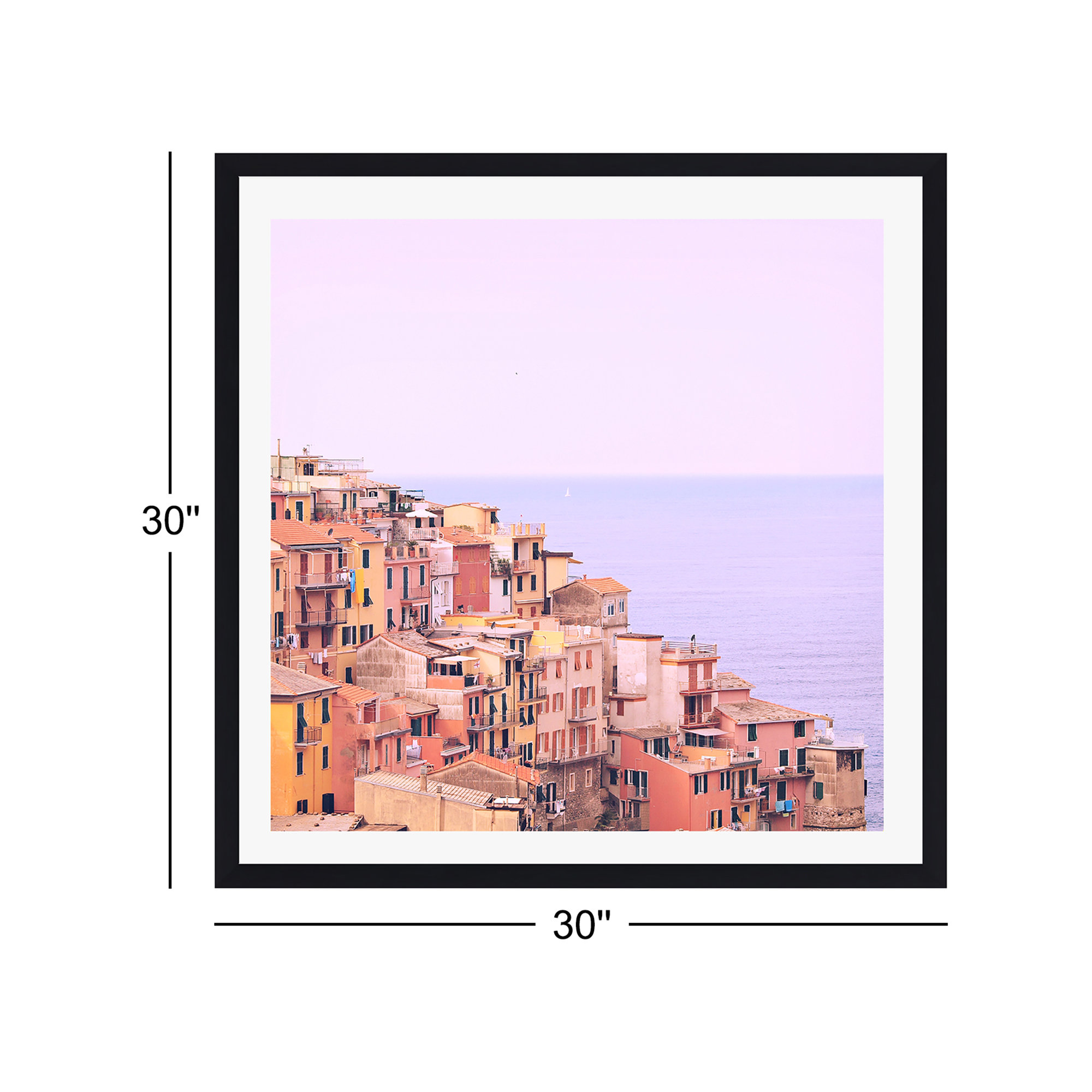 Dreamy Cinque Terre by Happee Monkee, Yes, Black Single Picture Framed, 30" H x 30" W x 0.75" D