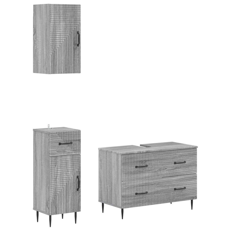 Bathroom Storage Furniture Set, Grey Sonoma