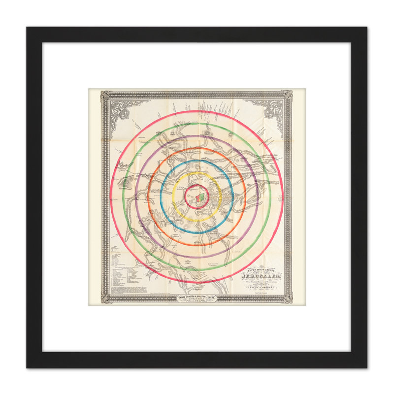Osborn 1849 Map Jerusalem Seven Miles Around 1 Piece Single Picture Frame Painting