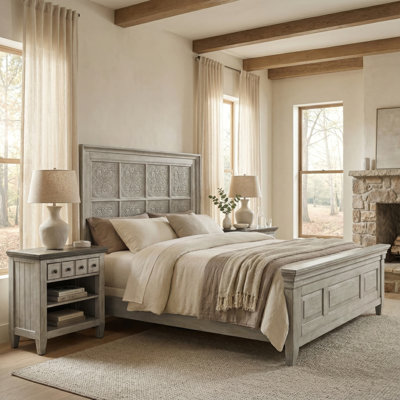 Haylee Queen Decorative Panel Bed & Two Nightstands Bedroom Set