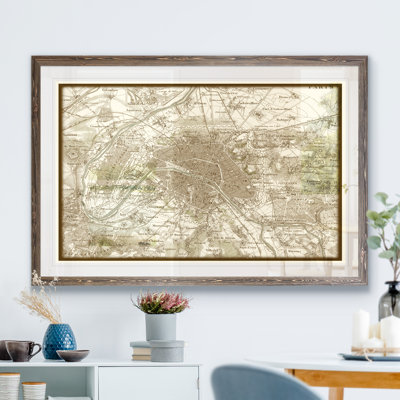 « custom sépia map of paris » par paul cezanne-cadre photo, impression