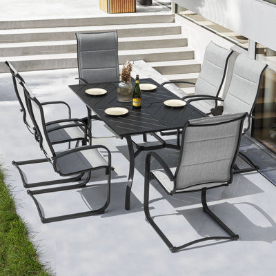 Ensemble repas d'extérieur rectangulaire L 60,63 "pour 6 personnes Nally