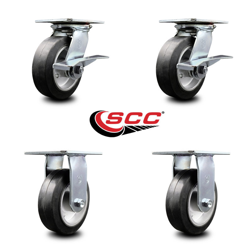 Ensemble de 4 roulettes en caoutchouc sur aluminium