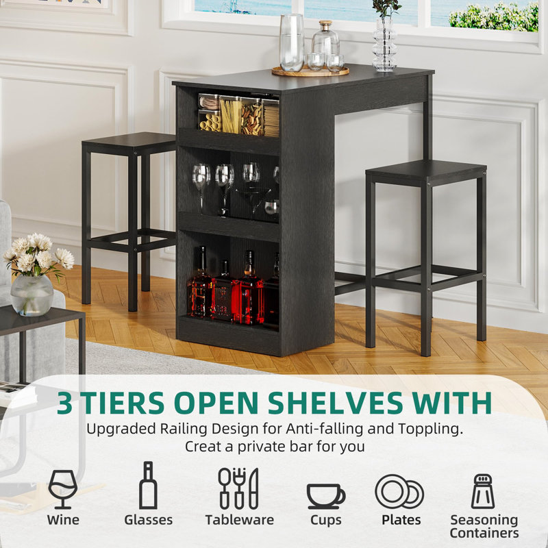 2 - Person Dining Set, Black
