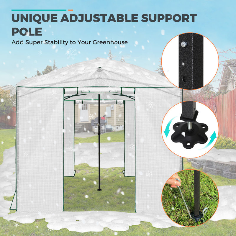 Eagle Peak 12x8 White Portable Walk-In Greenhouse with PE Cover