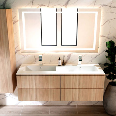 Meuble-lavabo Pasadena de DAX avec bassin Toscana, 55 po, pin