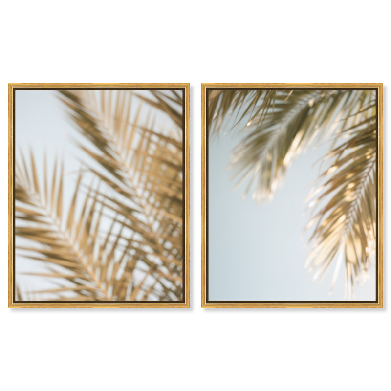 Palm Visions Set Floral & Botanical Canvas Print by Oliver Gal, Black Frame, 16 x 20, 31"H x 37"W, Gold Floater Frame