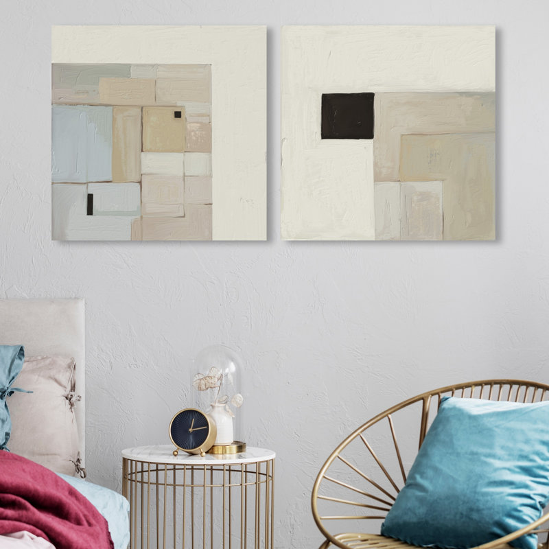 Soft Roughness Set Canvas Abstract Print by Oliver Gal, Black Frame, 12 x 12, 20"H x 20"W, Gallery Wrapped