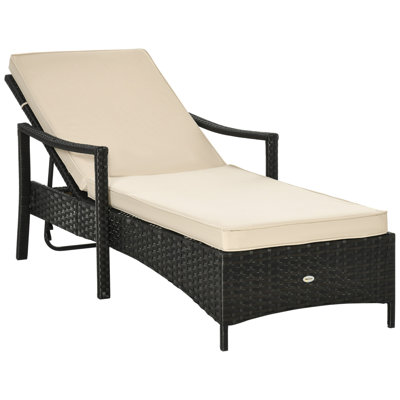 Chaise longue inclinable longue 75,5 po avec coussins