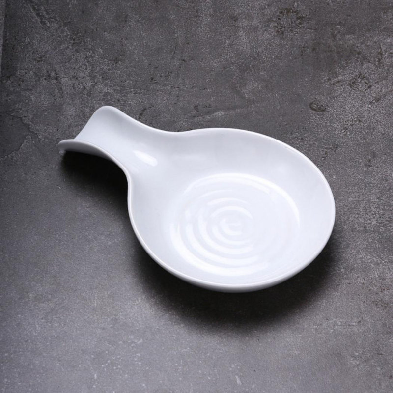 Repose-cuillère en céramique pour comptoir de cuisine, Blanc