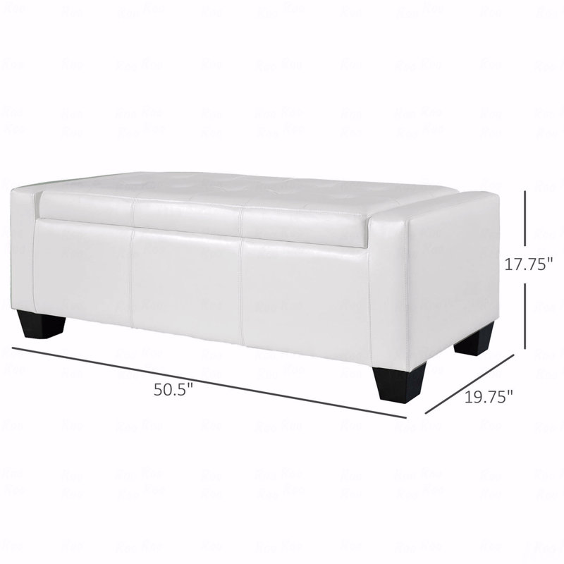 Faux Leather Rectangular Tufted Storage
