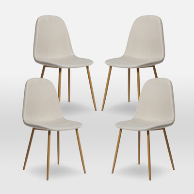 Linen Blend Upholstered Metal Side Chair