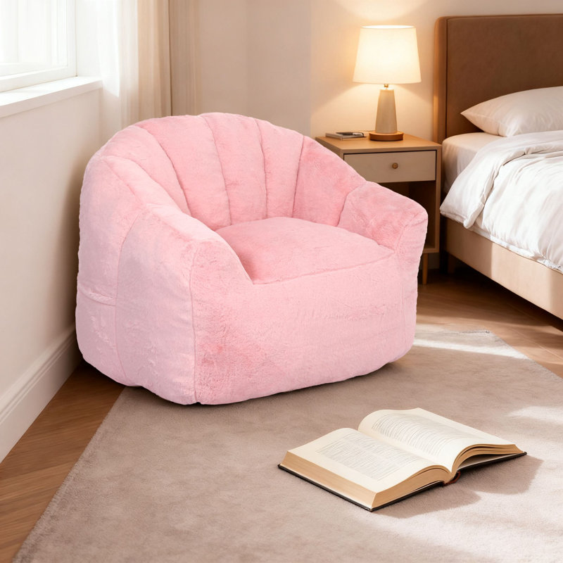 Fauteuil à billes Comfy, Fausse fourrure rose