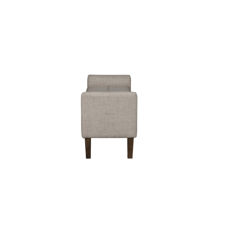 Light Taupe Upholstered Flip-Top Storage Bench with Wood Legs
