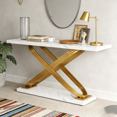 Table d'entrée moderne pour canapé en faux marbre