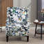 Chaise d'appoint rembourrée, fauteuil vintage avec tissu en lin à rayures blanches et café et garniture cloutée pour le salon-1431716118
