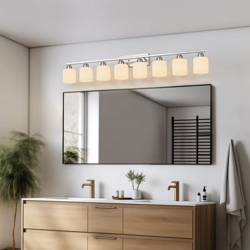 Applique murale moderne pour salle de bain 52 lumières 8 "avec structure en métal et abat-jour en verre opale 52", élégant luminaire semi-encastré, base d'ampoule E26, câblée, sans pile