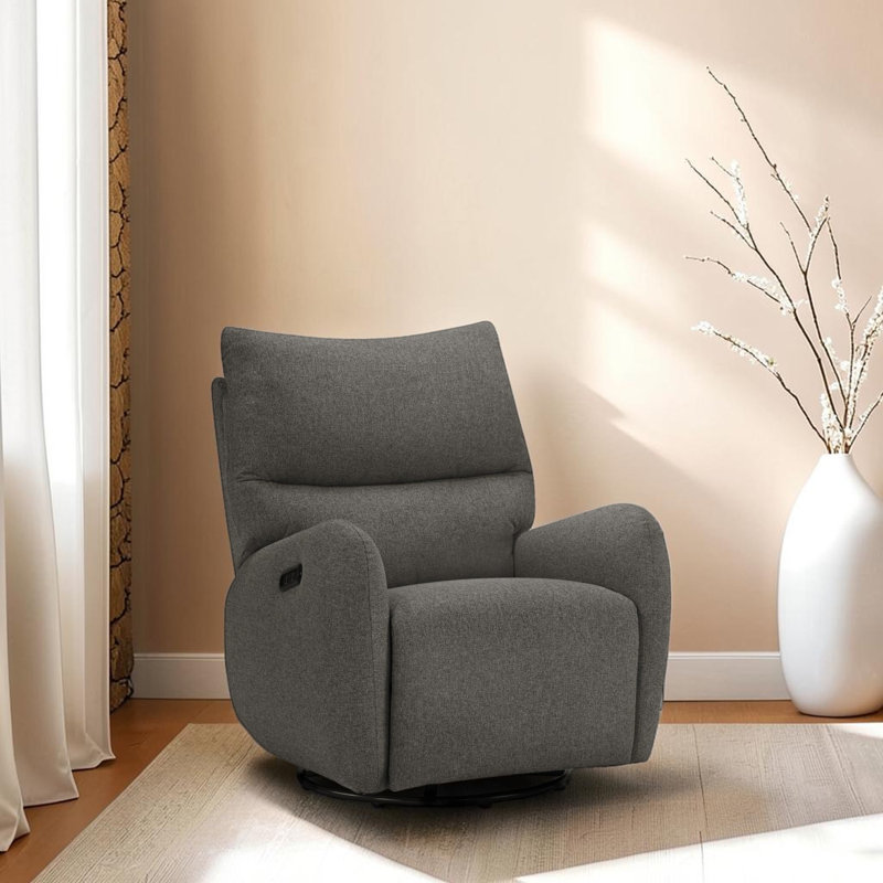 Fauteuil pivotant inclinable recouvert de tissu gris pâle avec ports USB, Gray Polyester