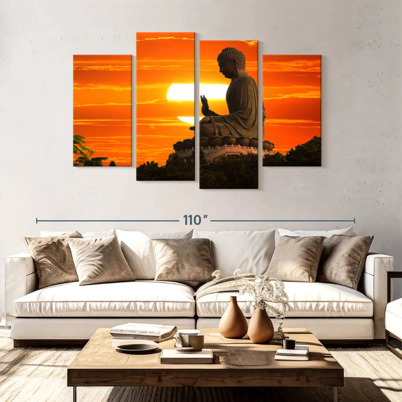 Bouddha Kerrick au coucher du soleil, H 54 po x l 84 po