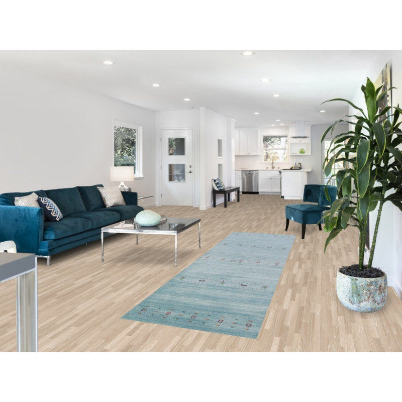Tapis bleu clair clair fait à la main Gabbeh 3 x 10