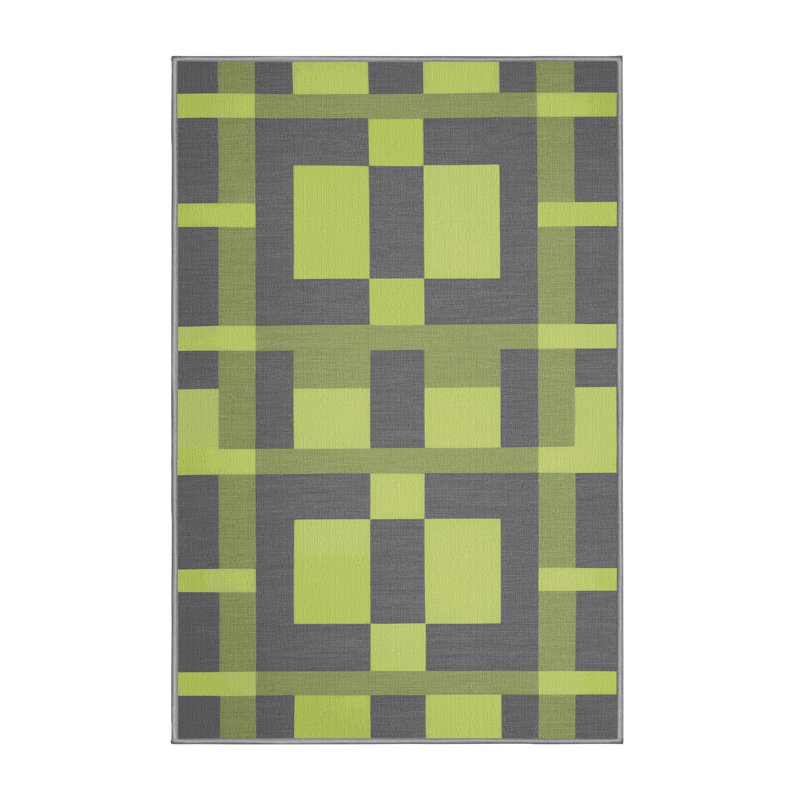 Tapis gris à carreaux lavable à la machine, Rectangulaire 2 pi x 3 pi