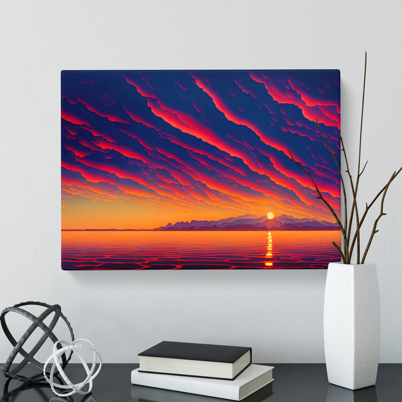 Contemporary Ocean Sunset - Wrapped Canvas, 50cm H x 76cm W x 3cm D