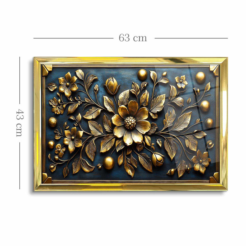 Élégante peinture décorative encadrée, 17,0 po x 25,6 po | 100% verre acrylique (épaisseur: 0,04 pouce) et cadre en bois massif (épaisseur: 1,0 pouce) | Art mural parfait pour le salon, la chambre à coucher et le bureau
