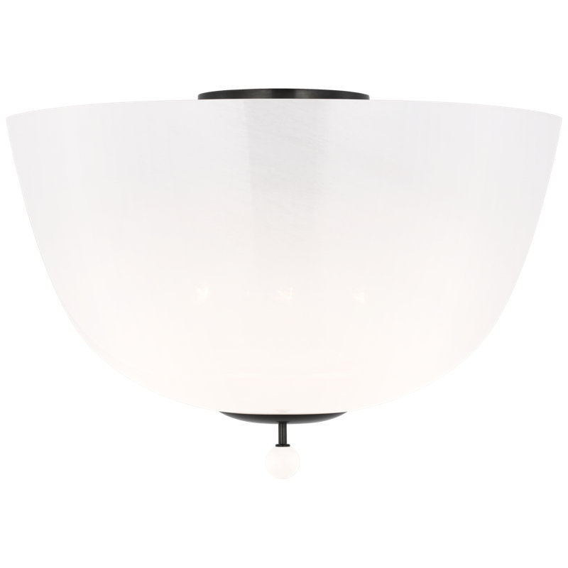 Brisa 16" Semi-Flush Mount  in Bronze with White Strie Glass
