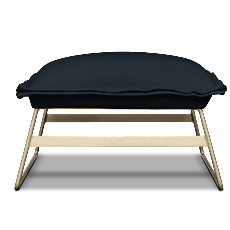 Tweety Leather Ottoman, Blue Moon (Cartier), Satin Brass