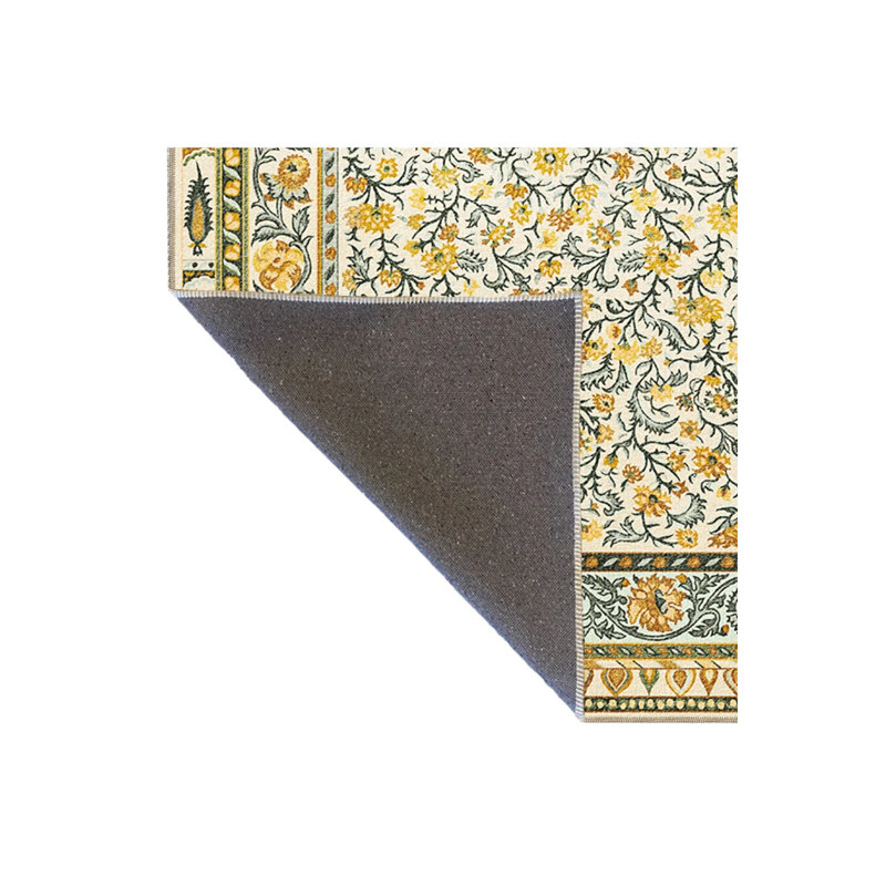 Yellow Green Themed Flower And Rose Patterned Creative Modern Decorative Carpet, Rectangle 4' x 5'11"