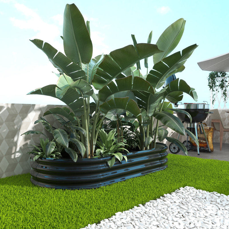 Lit de jardin surélevé en zinc, Noir, H 11,42 po x l 70,87 po x P 35,43 po