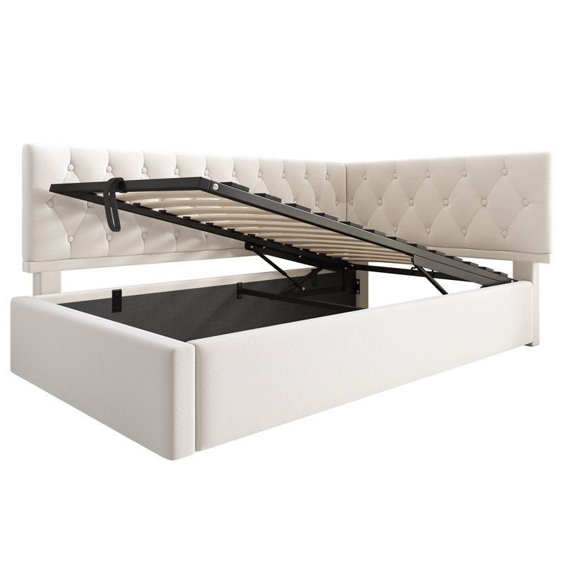 3ft Storage Bed Daybed Velvet, Beige