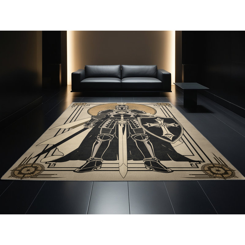 Tapis luxueux lavable à la machine Fillmore Paladin Warrior, 7 x 10