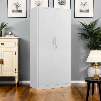 【72 Inch 2-Door White File Cabinet With Lock】– 4 Adjustable Shelves, Heavy-Duty Steel For Commercial/Home Office & Legal/Letter Storage