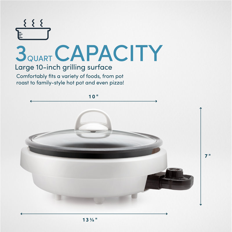 White 3-Quart Non-Stick Electric Indoor Grill and Pot