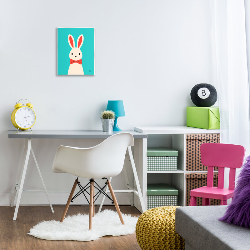 «Rabbit & Bowtie on Turquoise», art mural par Jessica Beck