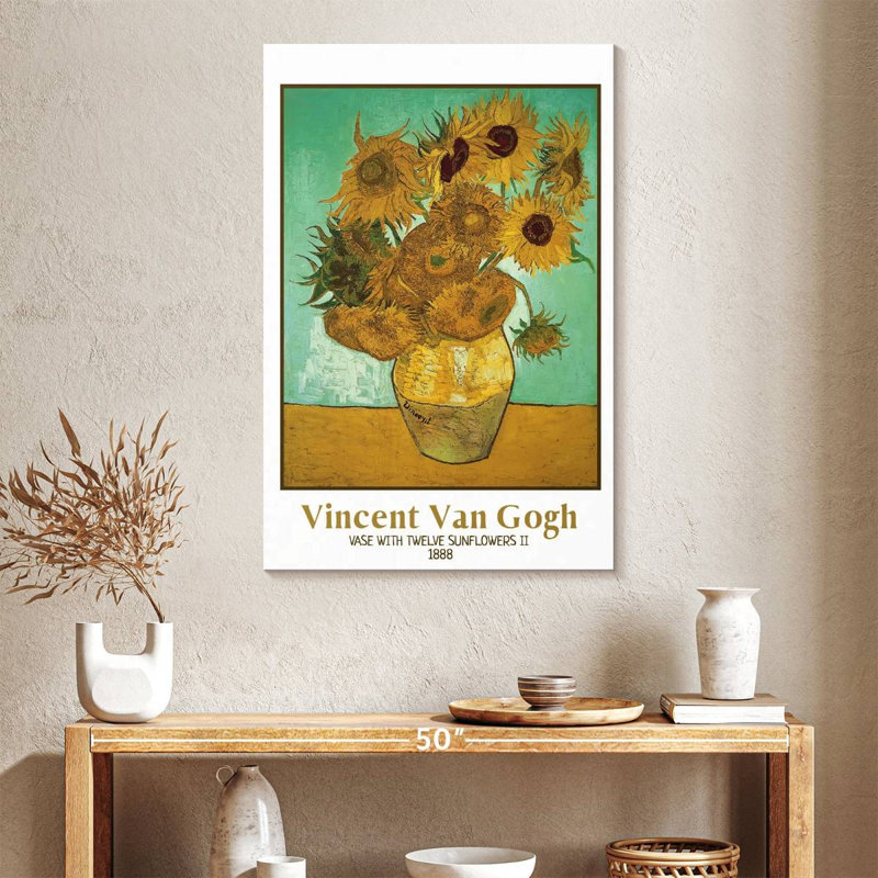 Vase avec douze tournesols II, affiche de l'exposition Van Gogh, H 39 po x l 26 po