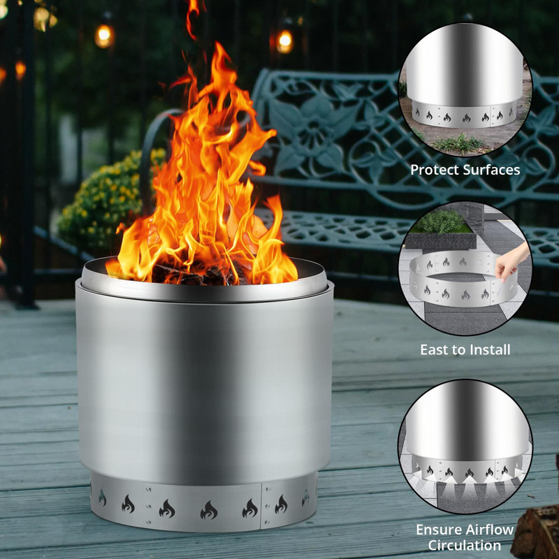 Stainless Steel Fire Pit Stand with Flame Cutouts