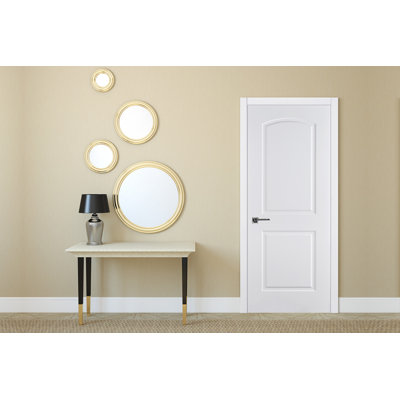 2-Panel Arch Soft White Laminated Traditional Interior Door Slab Only