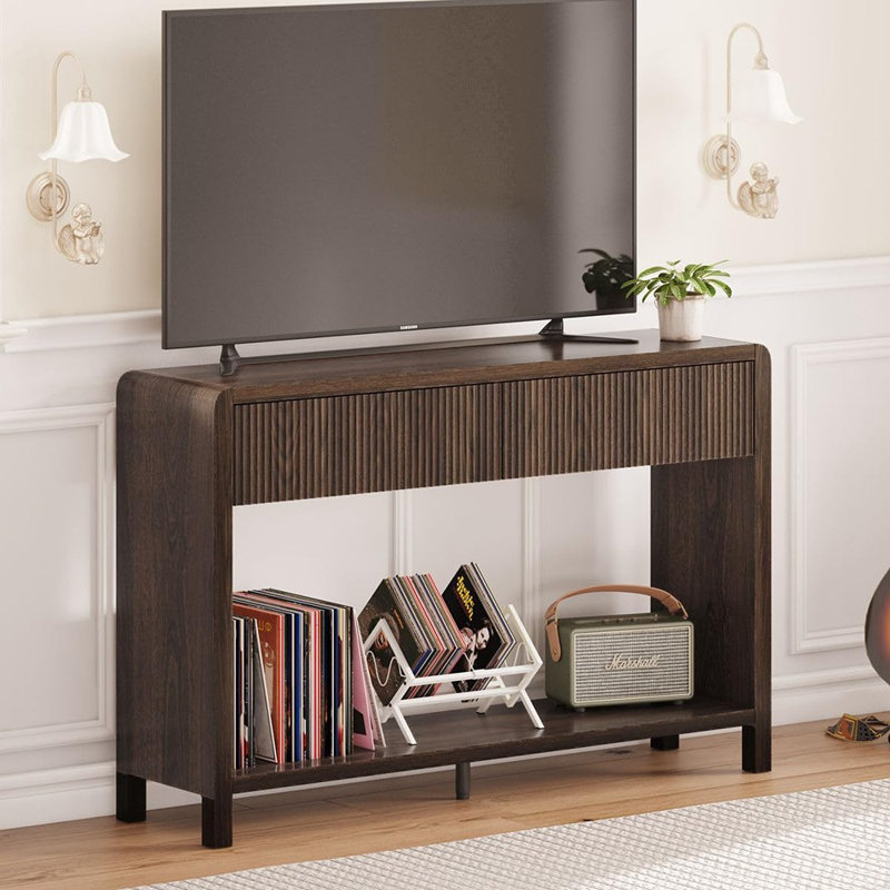 Console avec 2 tiroirs et canapé en bois