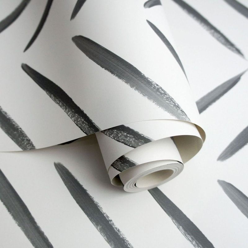 Acus 53cm x 10.5cm Matte Wallpaper Roll, Black/White