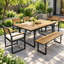 Acacia Solid Wood Patio Dining Set Umbrella Hole Included Table,