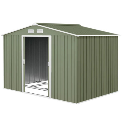 Durable Steel Storage Shed, Spacious Green Metal Shed For Garden Tools