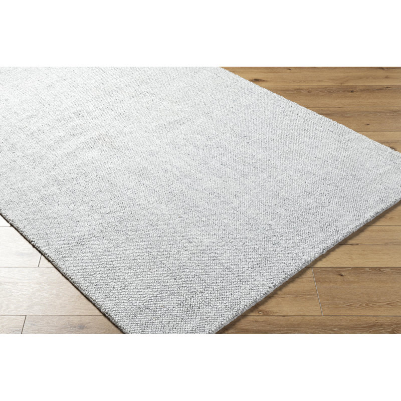 Rectangle Pente Solid Colour Hand Loomed Recycled P.E.T. Area Rug in Grey, Rectangle 2' x 3'