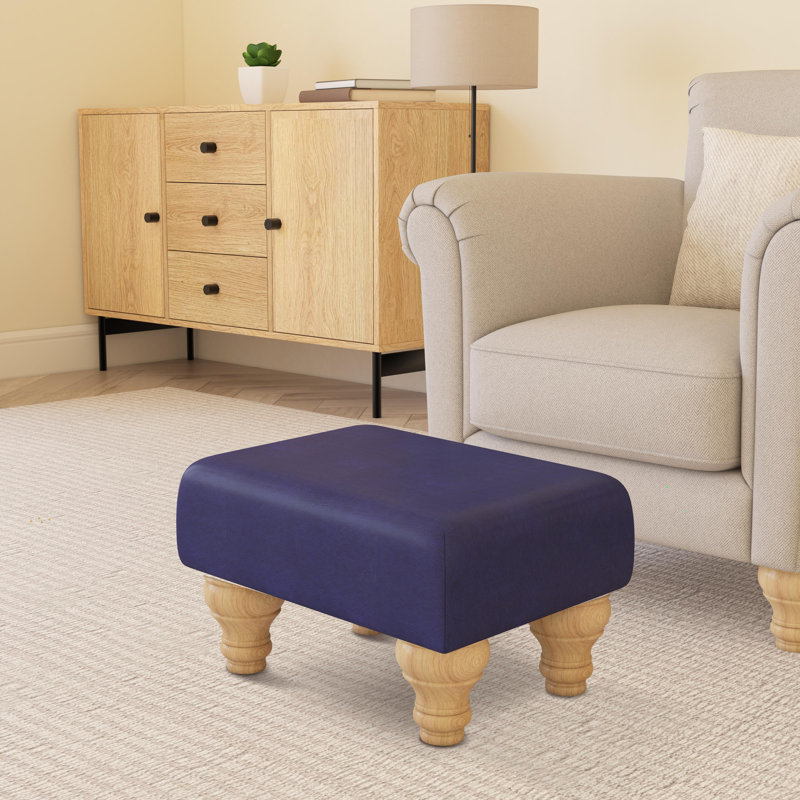 Acierno Natural Wood Turned Leg - Faux Leather, Blueberry Blue, Natural