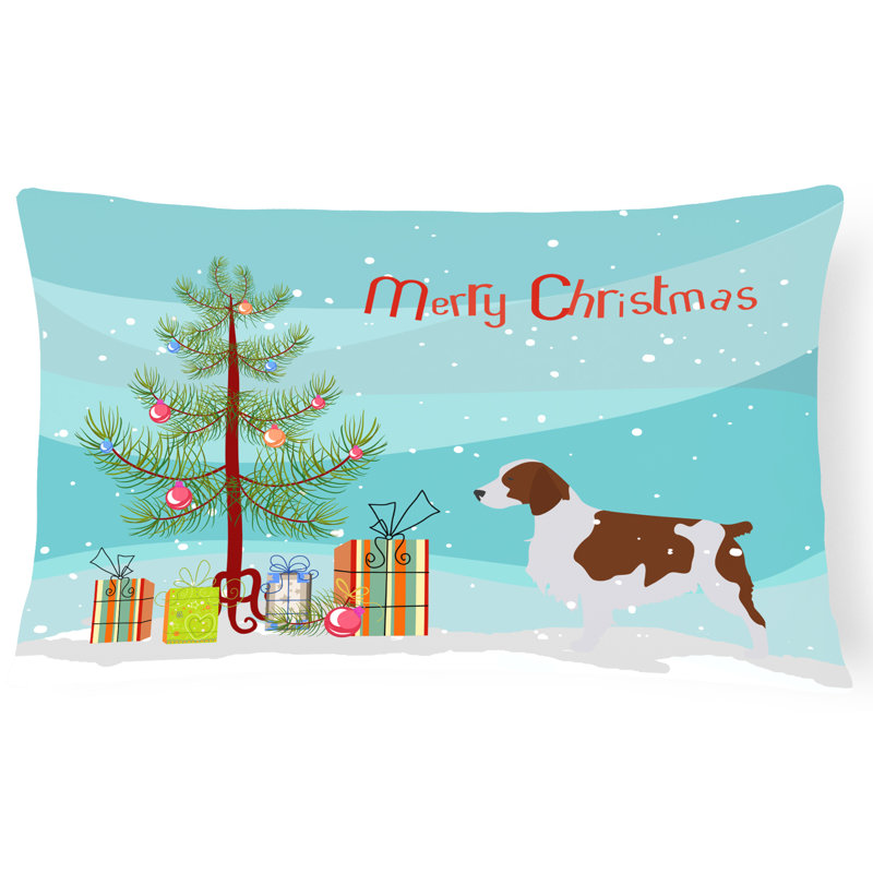 Coussin lombaire intérieur/extérieur springer épagneul merry christmas tree